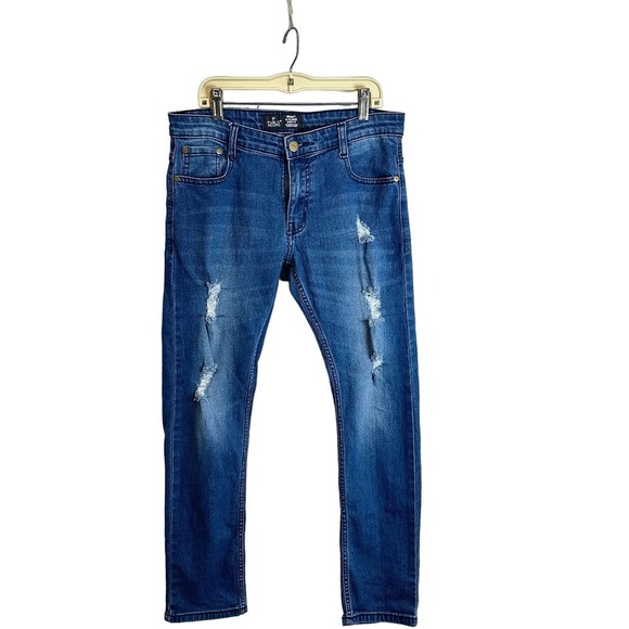Public Record Skinny Fit Jeans Big Boy‎ 14 XL Ripped Blue Medium Wash - Picture 1 of 10